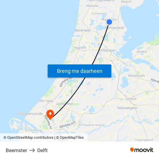 Beemster to Delft map