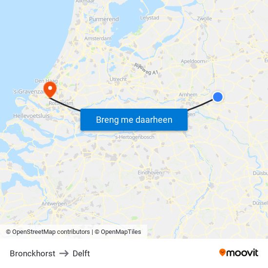 Bronckhorst to Delft map
