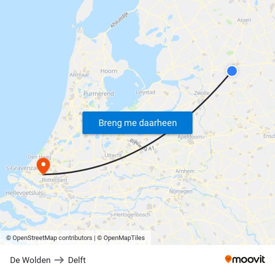 De Wolden to Delft map