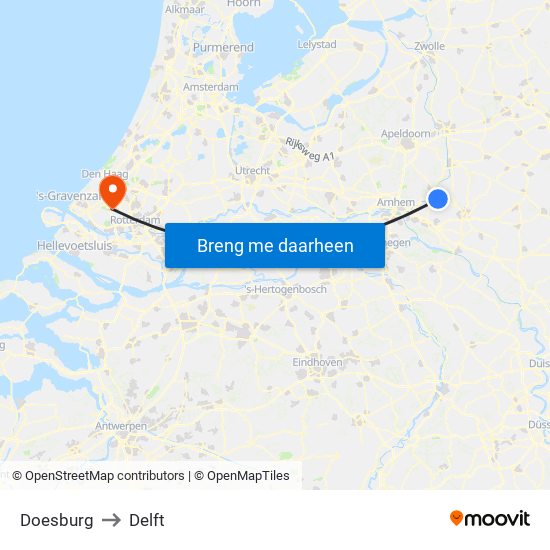 Doesburg to Delft map