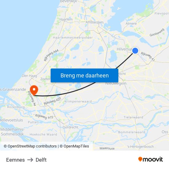 Eemnes to Delft map