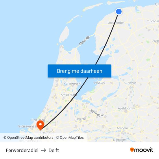 Ferwerderadiel to Delft map