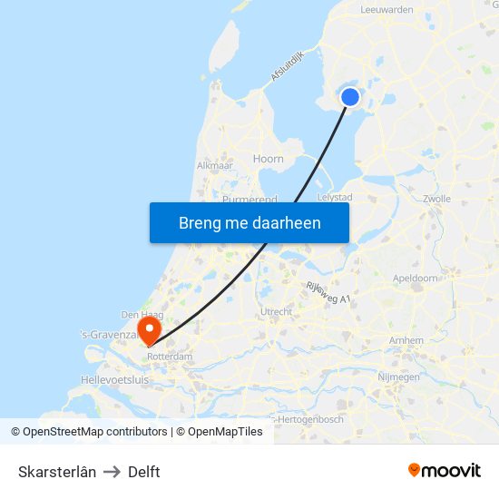 Skarsterlân to Delft map