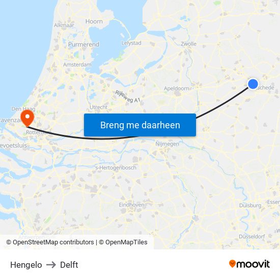 Hengelo to Delft map