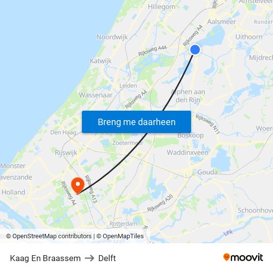 Kaag En Braassem to Delft map