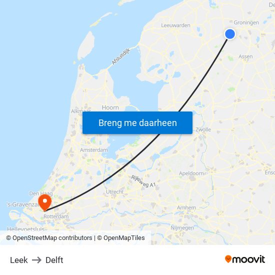 Leek to Delft map