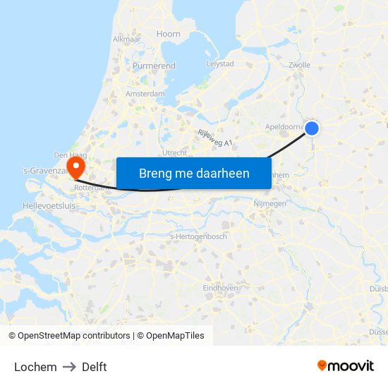 Lochem to Delft map