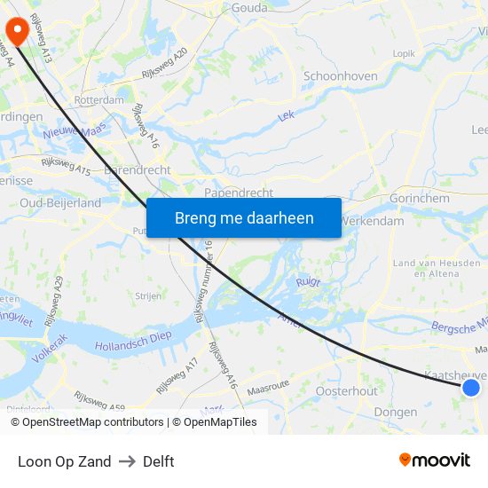 Loon Op Zand to Delft map