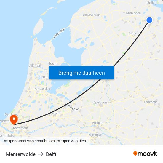 Menterwolde to Delft map