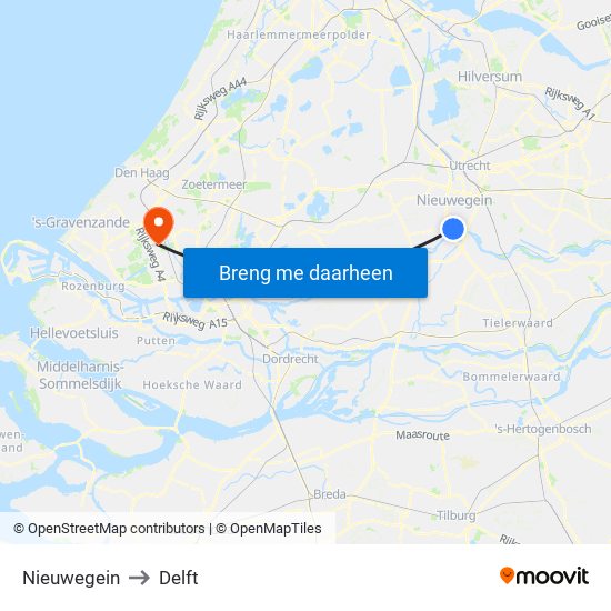 Nieuwegein to Delft map