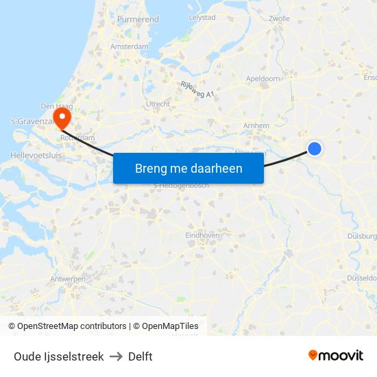Oude Ijsselstreek to Delft map