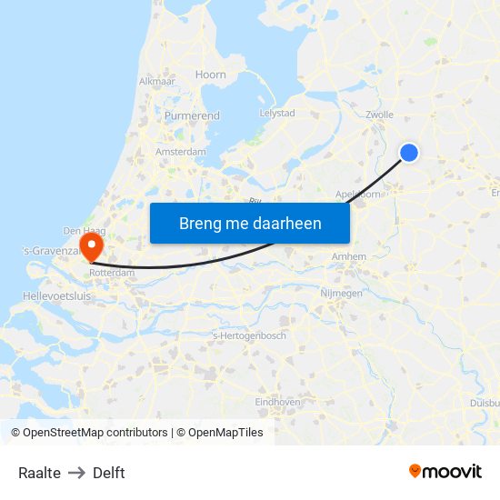 Raalte to Delft map