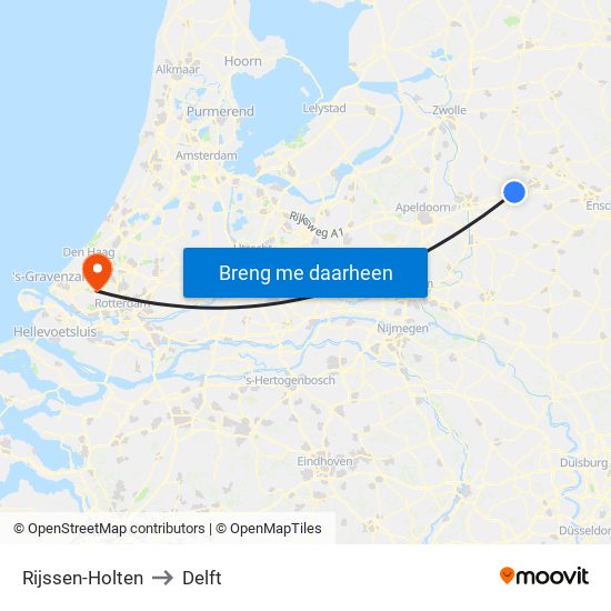 Rijssen-Holten to Delft map