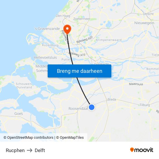 Rucphen to Delft map