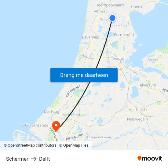 Schermer to Delft map