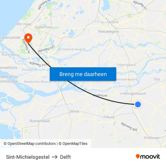 Sint-Michielsgestel to Delft map