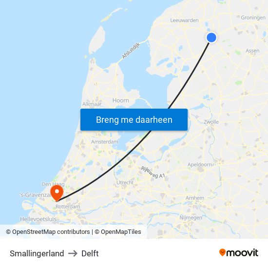 Smallingerland to Delft map