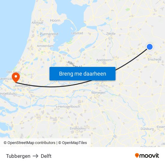 Tubbergen to Delft map