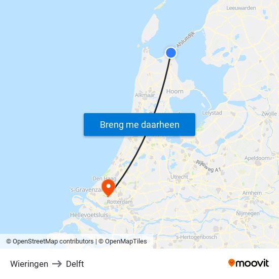 Wieringen to Delft map