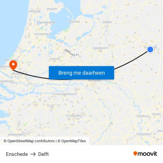 Enschede to Delft map