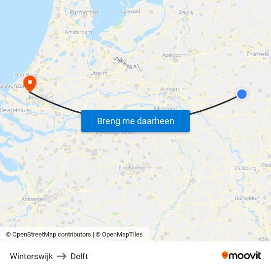 Winterswijk to Delft map