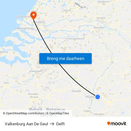 Valkenburg Aan De Geul to Delft map