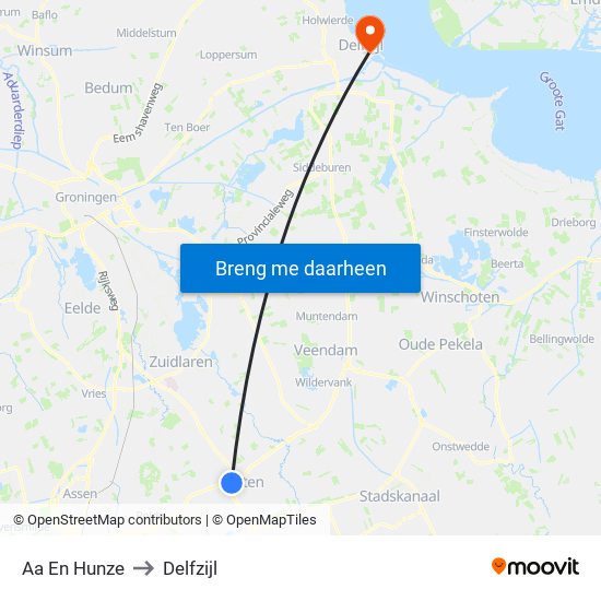 Aa En Hunze to Delfzijl map