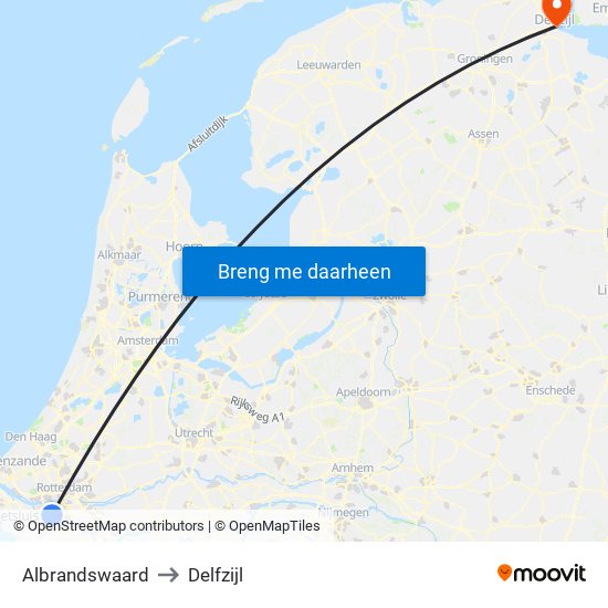 Albrandswaard to Delfzijl map