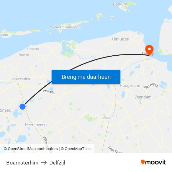 Boarnsterhim to Delfzijl map
