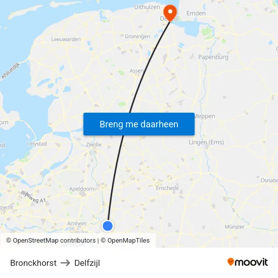 Bronckhorst to Delfzijl map