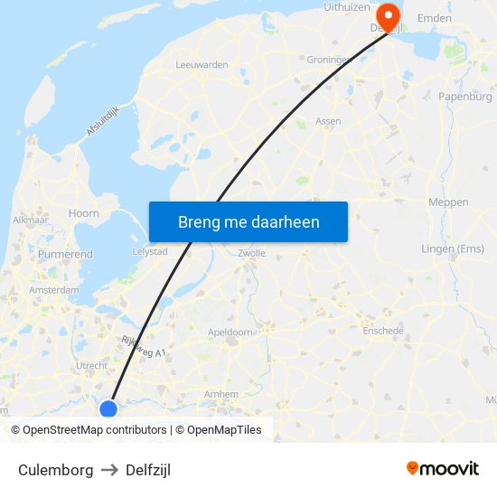 Culemborg to Delfzijl map