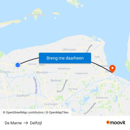De Marne to Delfzijl map