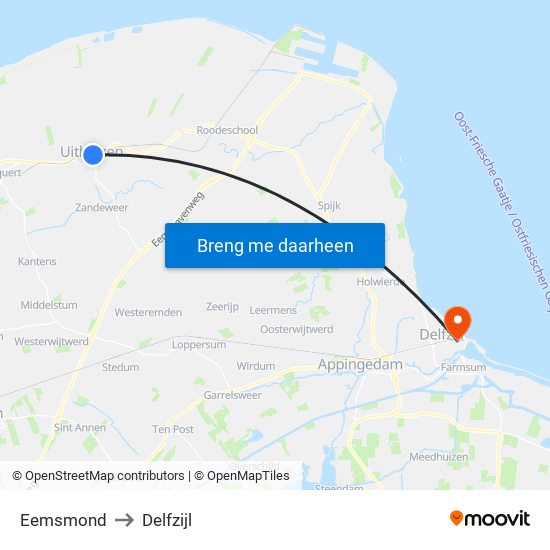 Eemsmond to Delfzijl map