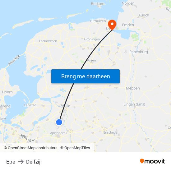 Epe to Delfzijl map