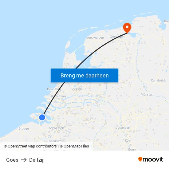 Goes to Delfzijl map
