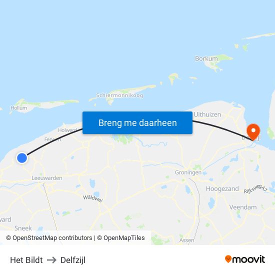 Het Bildt to Delfzijl map