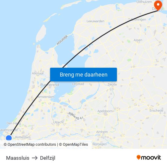 Maassluis to Delfzijl map