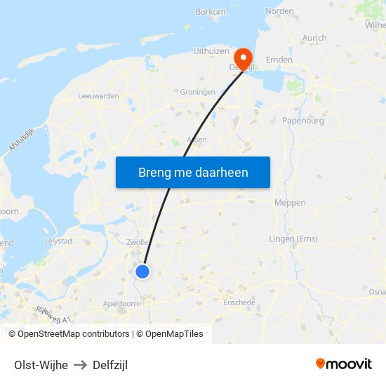 Olst-Wijhe to Delfzijl map