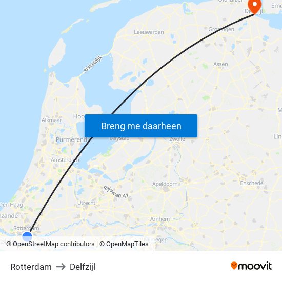 Rotterdam to Delfzijl map