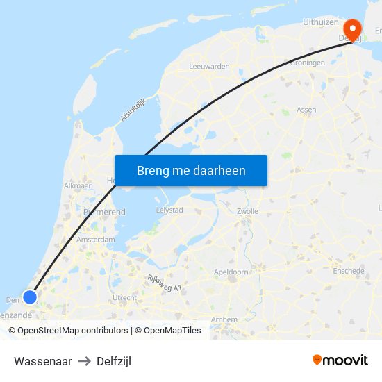 Wassenaar to Delfzijl map