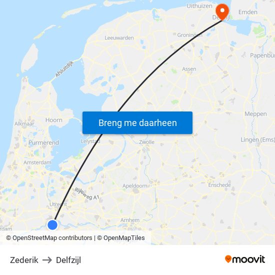 Zederik to Delfzijl map