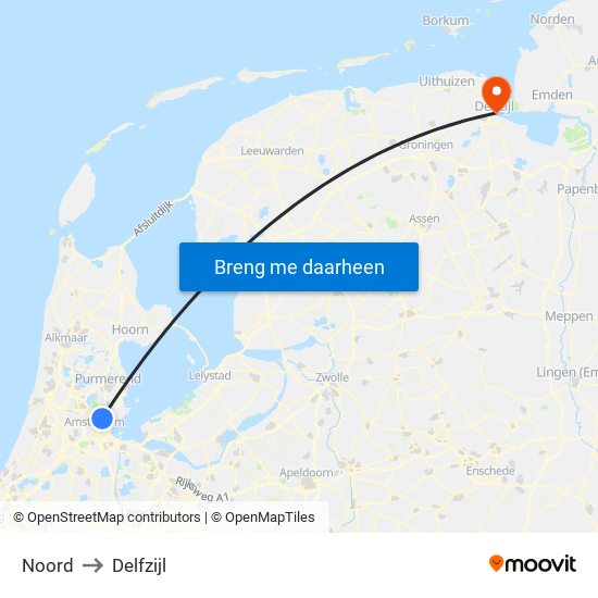 Noord to Delfzijl map