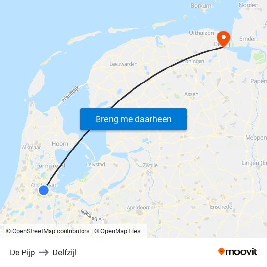 De Pijp to Delfzijl map