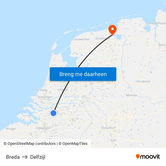 Breda to Delfzijl map