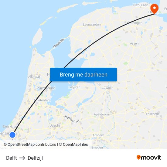 Delft to Delfzijl map