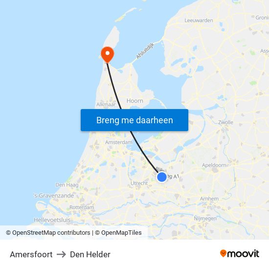 Amersfoort to Den Helder map