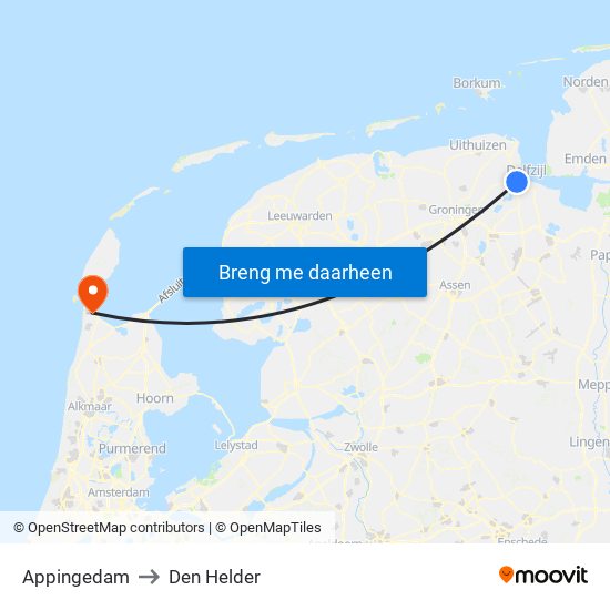 Appingedam to Den Helder map