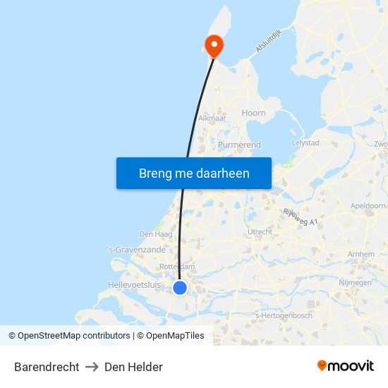 Barendrecht to Den Helder map