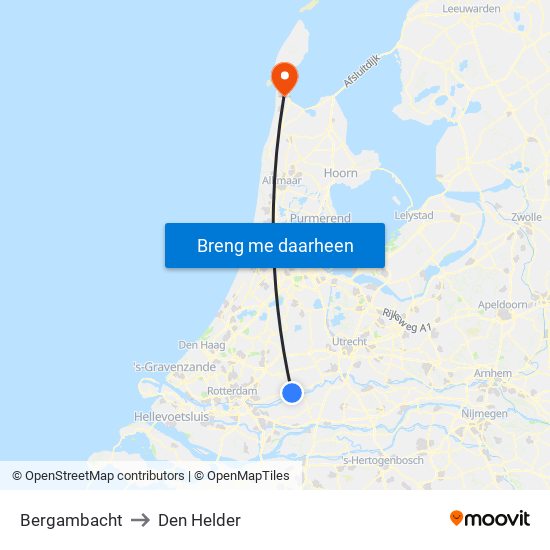 Bergambacht to Den Helder map
