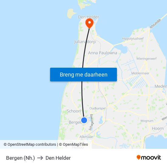 Bergen (Nh.) to Den Helder map